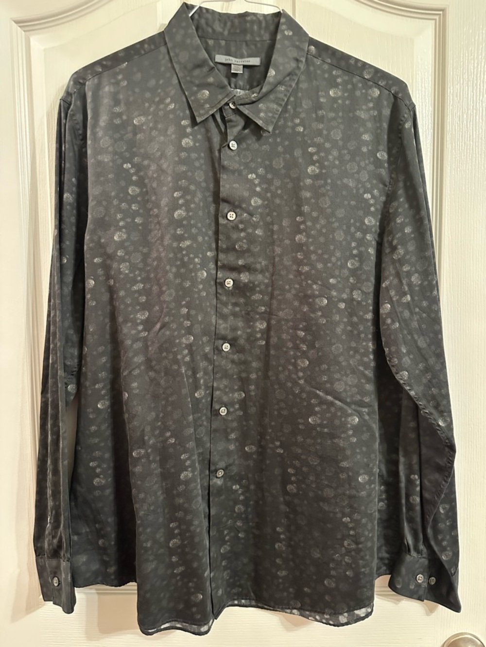 John Varvatos Gray Dot-Pattern Long Sleeve Button-Down Shirt